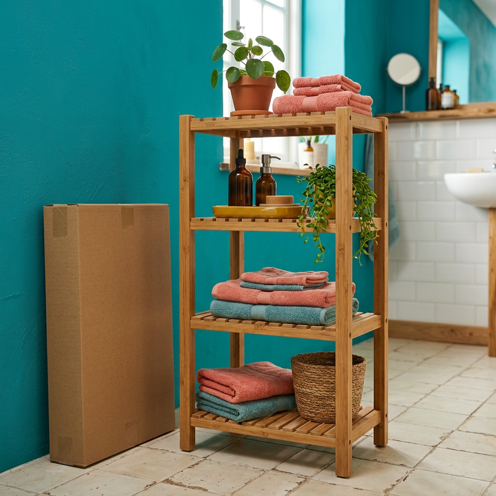 Four-Tier Bamboo Bathroom Shelf — alternate home view