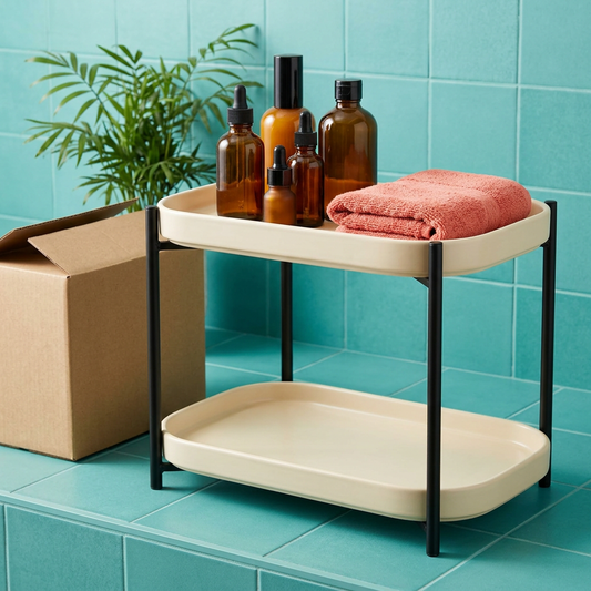 Two-Tier Bathroom Counter Organizer — styled home view