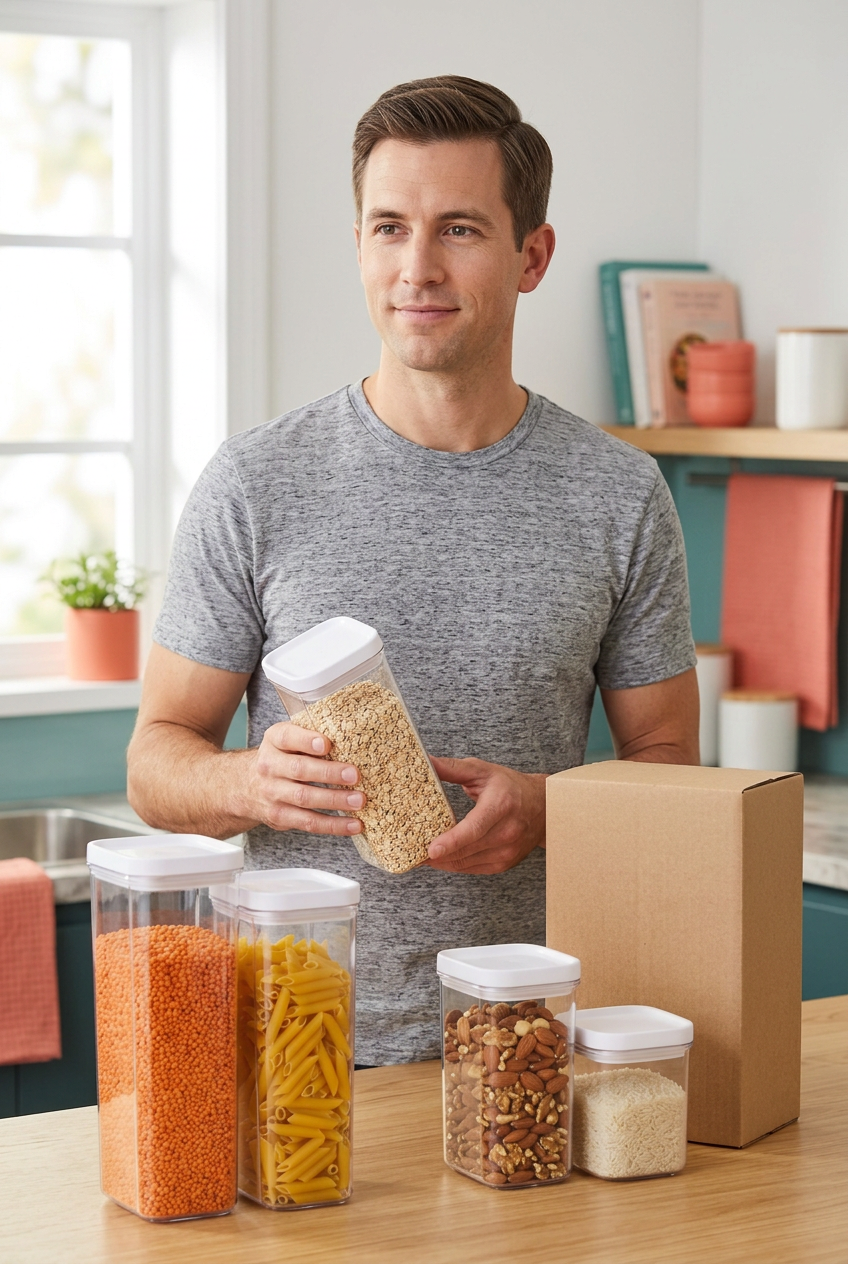 Stackable Clear Pantry Canister Set — additional product demonstration