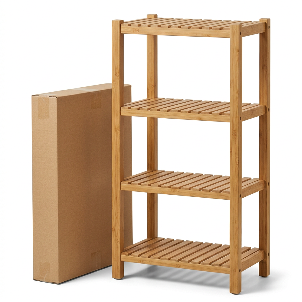 Four-Tier Bamboo Bathroom Shelf — product on a plain background