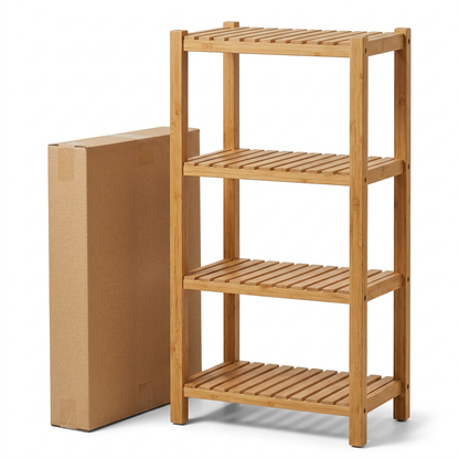 Four-Tier Bamboo Bathroom Shelf — product on a plain background