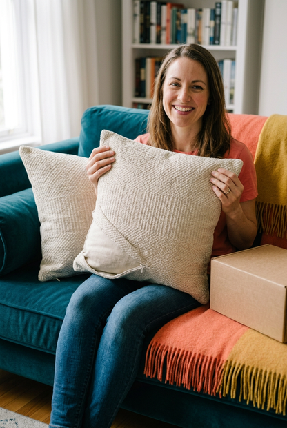 Textured Decorative Pillow Cover Set — product held for demonstration