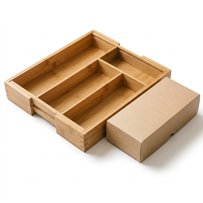 Expandable Bamboo Drawer Organizer — product on a plain background
