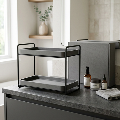 Black & Graphite Two-Tier Countertop Organizer